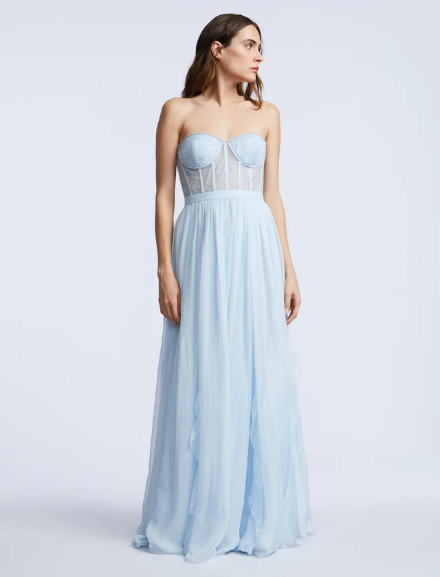 Romantic Fitted A-Line Sweetheart Neck Sleeveless Sheer Lace Back Floor-Length Evening Gown