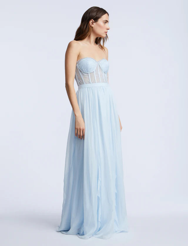 Romantic Fitted A-Line Sweetheart Neck Sleeveless Sheer Lace Back Floor-Length Evening Gown
