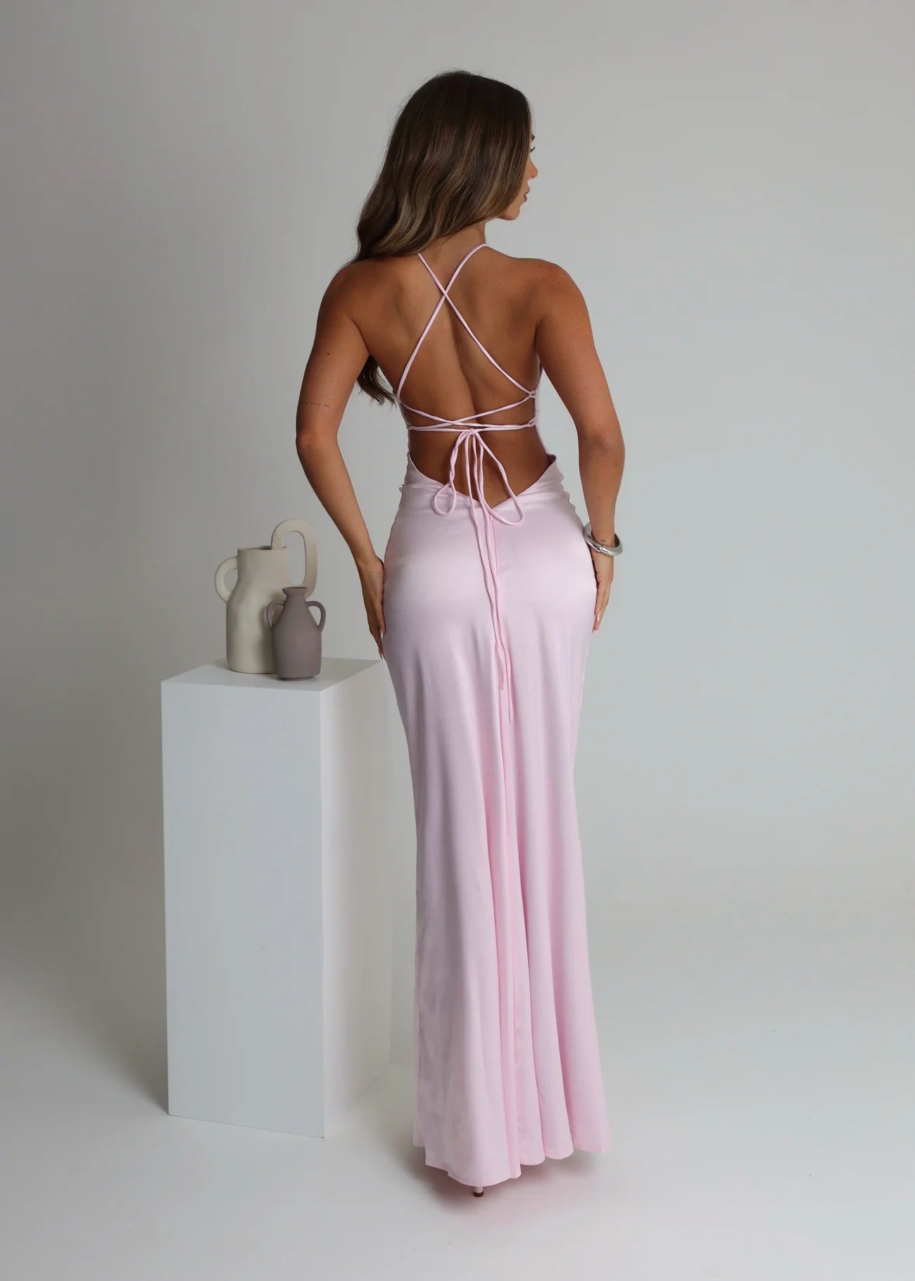 Romantic Halter Neck Lace-Up Back Mermaid Floor-Length Evening Dress