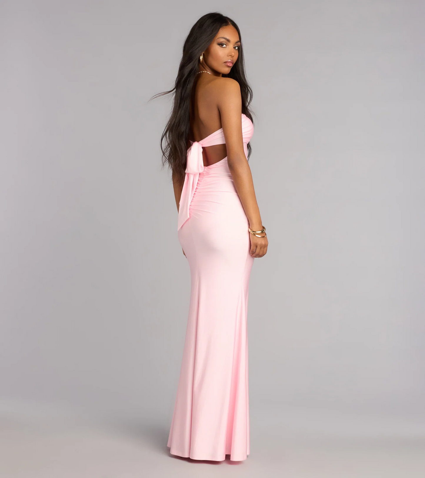 Romantic Mermaid Sweetheart Bow Back Floor Length Evening Gown