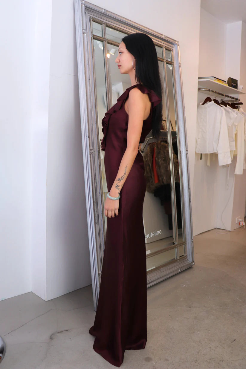 Romantic Off-Shoulder Ruffled Mermaid Sleeveless Open Back Maxi Formal Evening Dress