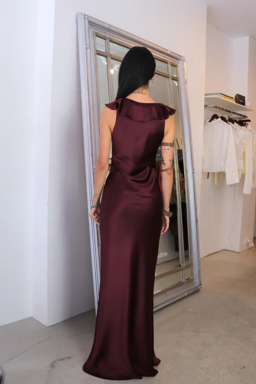 Romantic Off-Shoulder Ruffled Mermaid Sleeveless Open Back Maxi Formal Evening Dress