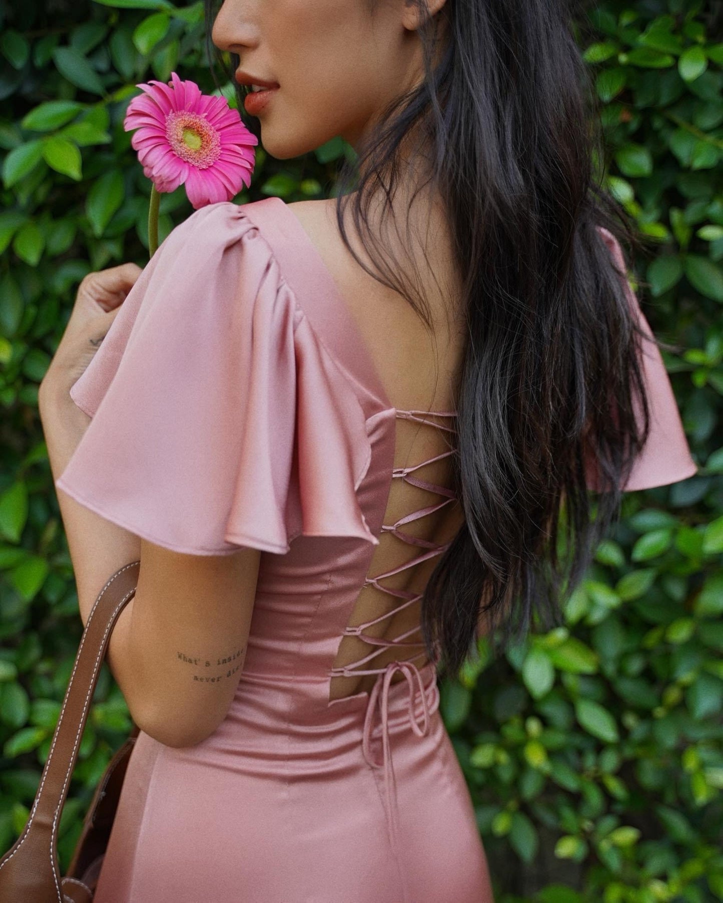 Romantic Satin Flutter Sleeve Lace-Up Back Midi Dress with Sweetheart Neckline