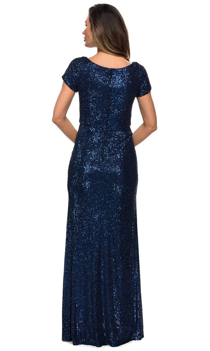 Sequin Mermaid Gown with Scoop Neck and Short Sleeves for Mother of the Bride Dresses
