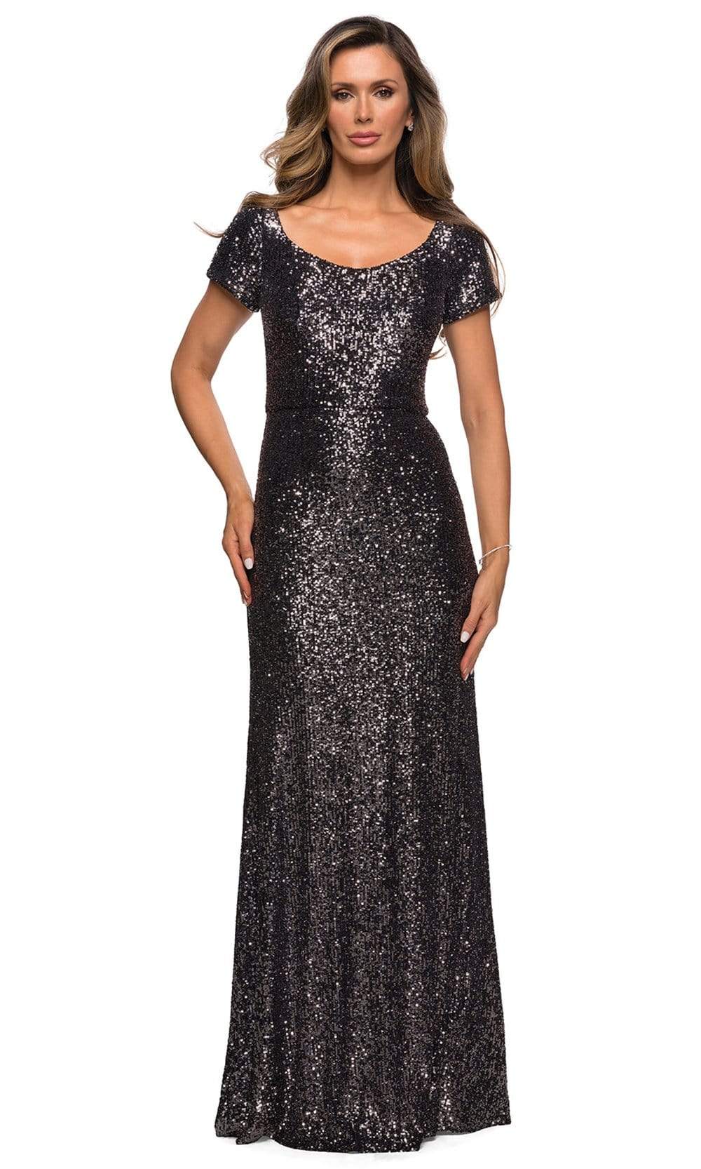 Sequin Mermaid Gown with Scoop Neck and Short Sleeves for Mother of the Bride Dresses