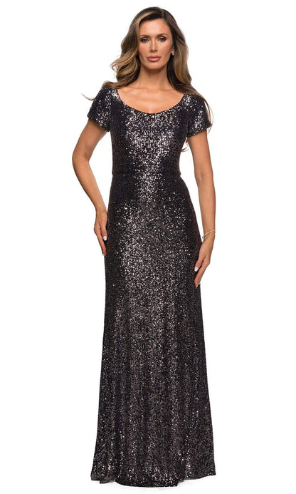Sequin Mermaid Gown with Scoop Neck and Short Sleeves for Mother of the Bride Dresses