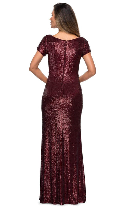 Sequin Mermaid Gown with Scoop Neck and Short Sleeves for Mother of the Bride Dresses
