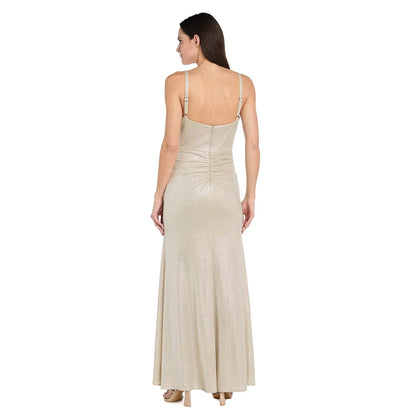 Shimmering Mermaid Cowl Neck Spaghetti Strap Ruched Floor Length Evening Dress