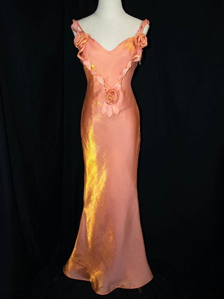 Shimmering Satin Mermaid With Ruffles Sweetheart Sleeveless Lace-Up Back Floor-Length Prom Dresses