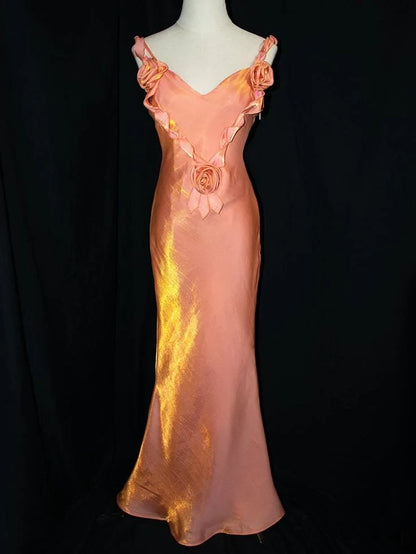 Shimmering Satin Mermaid With Ruffles Sweetheart Sleeveless Lace-Up Back Floor-Length Prom Dresses