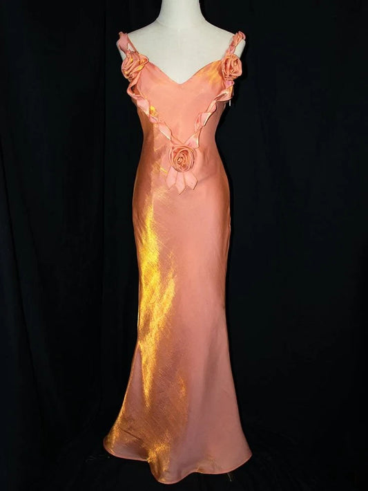 Shimmering Satin Mermaid With Ruffles Sweetheart Sleeveless Lace-Up Back Floor-Length Prom Dresses