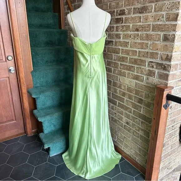 Simple Satin Chiffon Sheath Draped Sweetheart Spaghetti Strap Zipper Back Floor-Length Prom Dresses