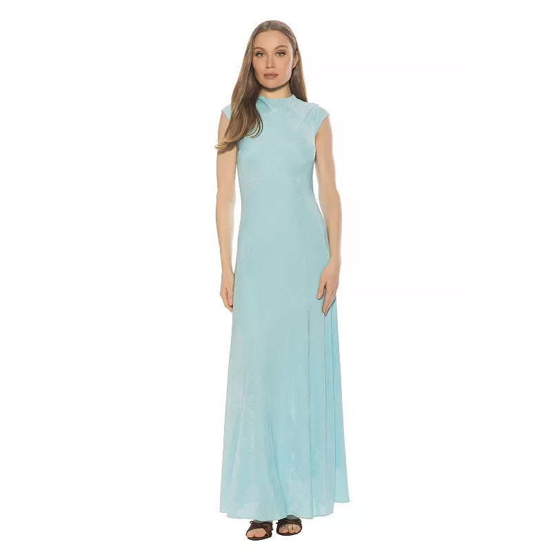 Elegant A-Line High Neck Cap Sleeve Matte Floor Length Evening Gown