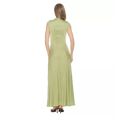 Elegant A-Line High Neck Cap Sleeve Matte Floor Length Evening Gown