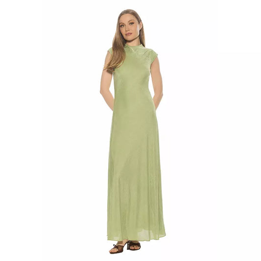 Sleek A Line High Neck Cap Sleeve Simple Back Floor Length Evening Dress