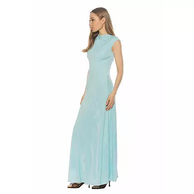 Elegant A-Line High Neck Cap Sleeve Matte Floor Length Evening Gown