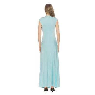 Elegant A-Line High Neck Cap Sleeve Matte Floor Length Evening Gown