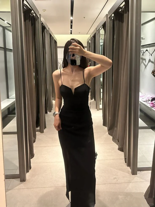 Sleek Crepe Mermaid Sweetheart-Neck Spaghetti-Strap Floor Length Prom Dress