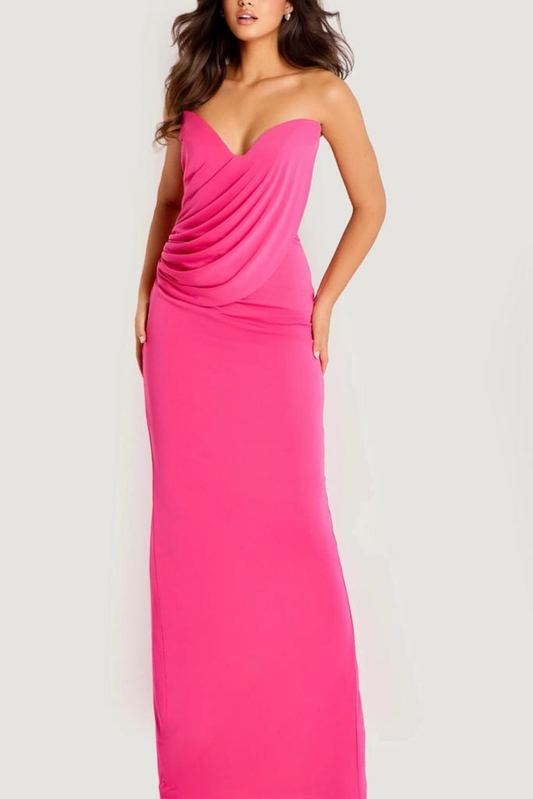 Sleek Form-Fitting Strapless Sweetheart Ruched Side High Slit Floor-Length Evening Dress