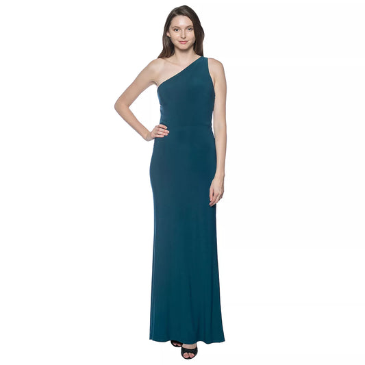 Sleek Mermaid Asymmetric One Shoulder Sleeveless Multi Strap Back Floor Length Evening Dress