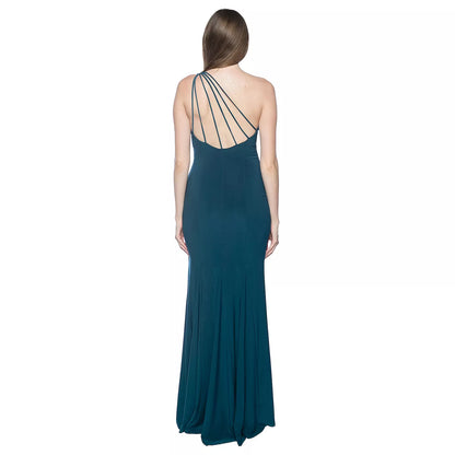 Sleek Mermaid Asymmetric One Shoulder Multi Strap Back Floor Length Evening Dress