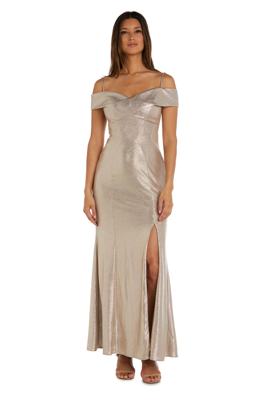 Sleek Metallic Off-the-Shoulder Mermaid Floor-Length Evening Dresses