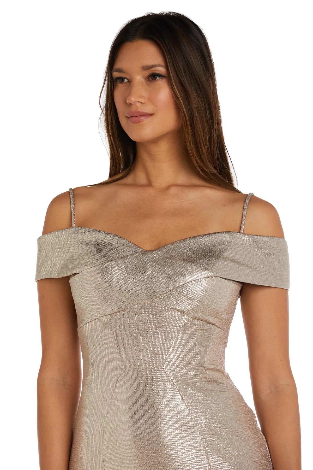 Sleek Metallic Off-the-Shoulder Mermaid Floor-Length Evening Dresses