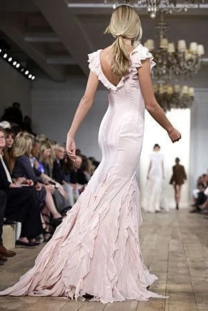 Soft Chiffon Mermaid With Sleeves Deep V-Neck Ruffled Cap Sleeves Low V-Back Floor-Length Prom Dresses