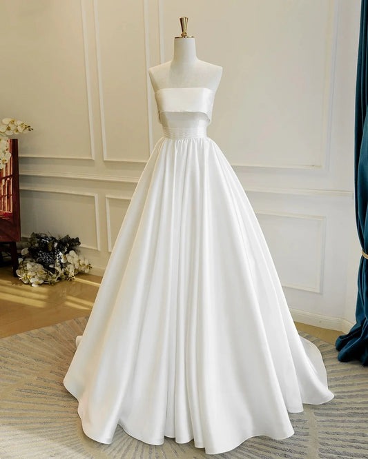 Sophisticated Classic Fitted Ball Gown Strapless Sleeveless Back Lace-Up Floor-Length Prom Dresses