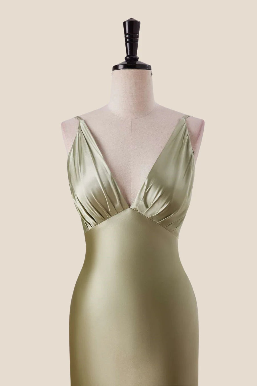 Spaghetti Strap V-Neck Satin Mermaid Evening Dress