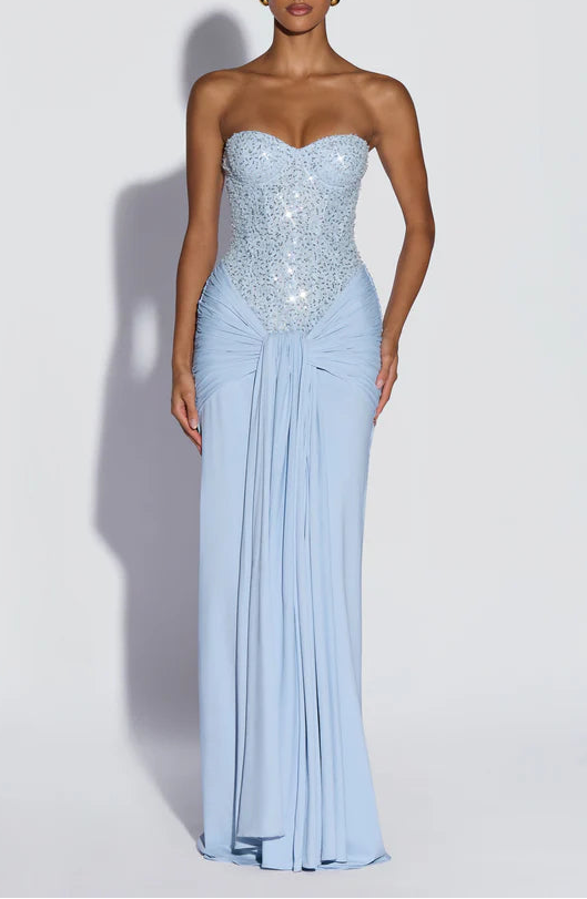Sparkling Fitted Strapless Sweetheart Back Zip Floor Length Prom Dress