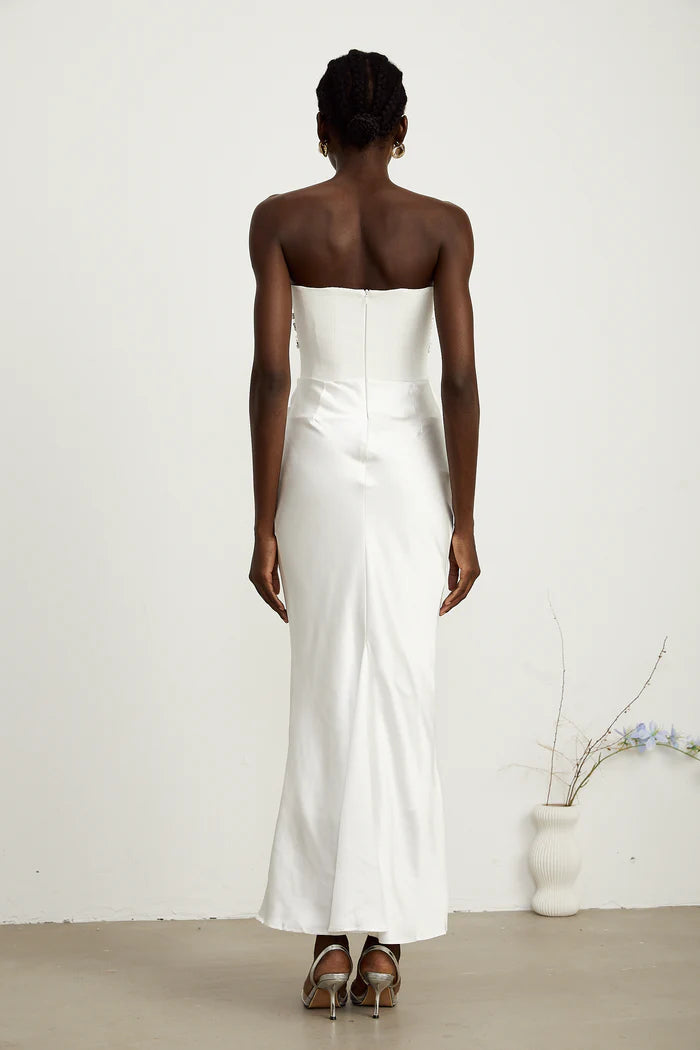 Sparkling Strapless Sleeveless Open Back Mermaid Hem Floor Length Evening Dress