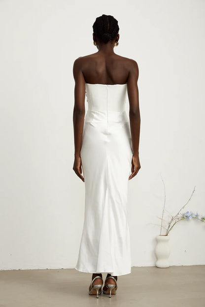 Sparkling Strapless Sleeveless Open Back Mermaid Hem Floor Length Evening Dress
