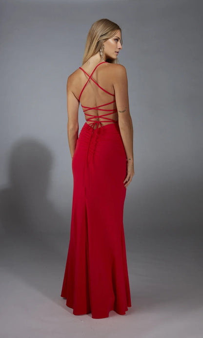Square neckline off shoulder sleeveless thin shoulder straps backless and floor length Prom dress