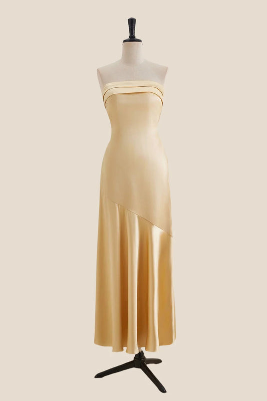 Strapless Satin Mermaid Evening Dress with Bow Back Detail