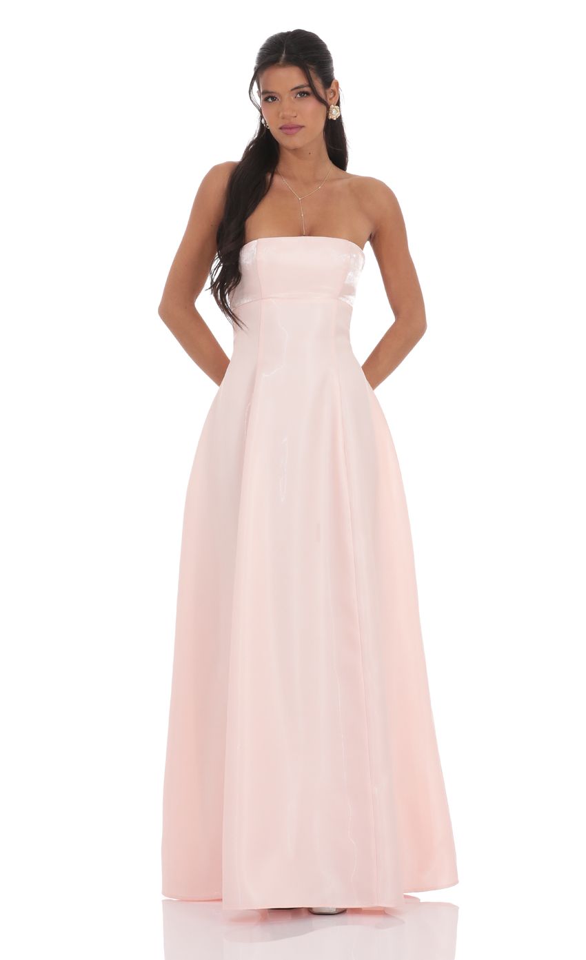 Strapless Sweetheart Neck Lace-up Back A-line Floor-length Evening Dresses with Shiny Taffeta Fabric