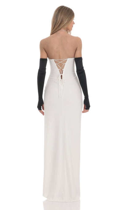 Strapless Sweetheart Neck Ruched Mermaid Evening Dresses with Lace-up Back and High Slit
