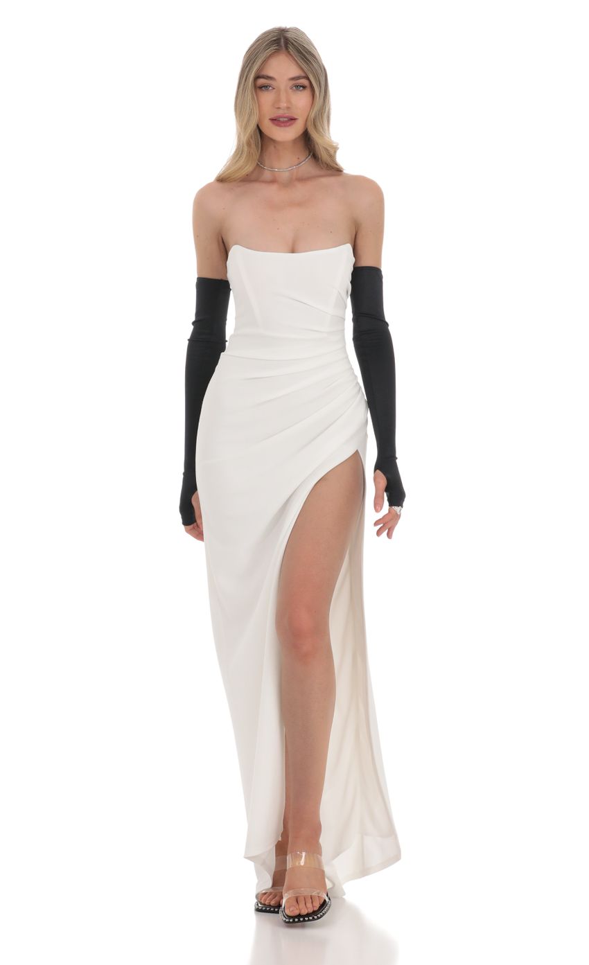 Strapless Sweetheart Neck Ruched Mermaid Evening Dresses with Lace-up Back and High Slit