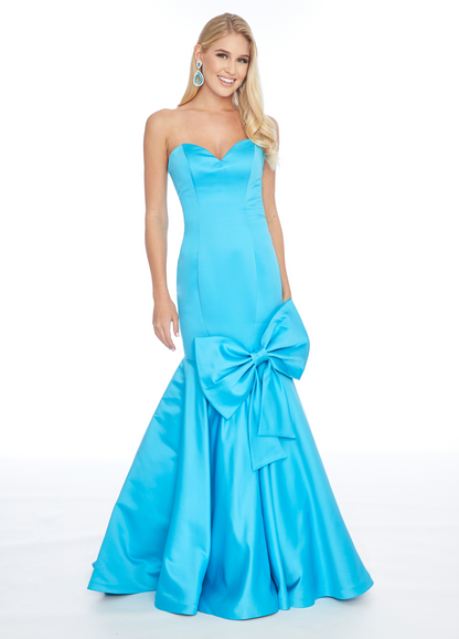 Strapless Sweetheart Satin Mermaid Prom Dress With Bow