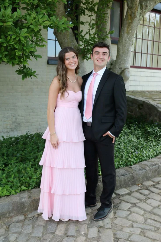 Strapless Sweetheart Tiered Pleated Chiffon Floor-Length Prom Dresses