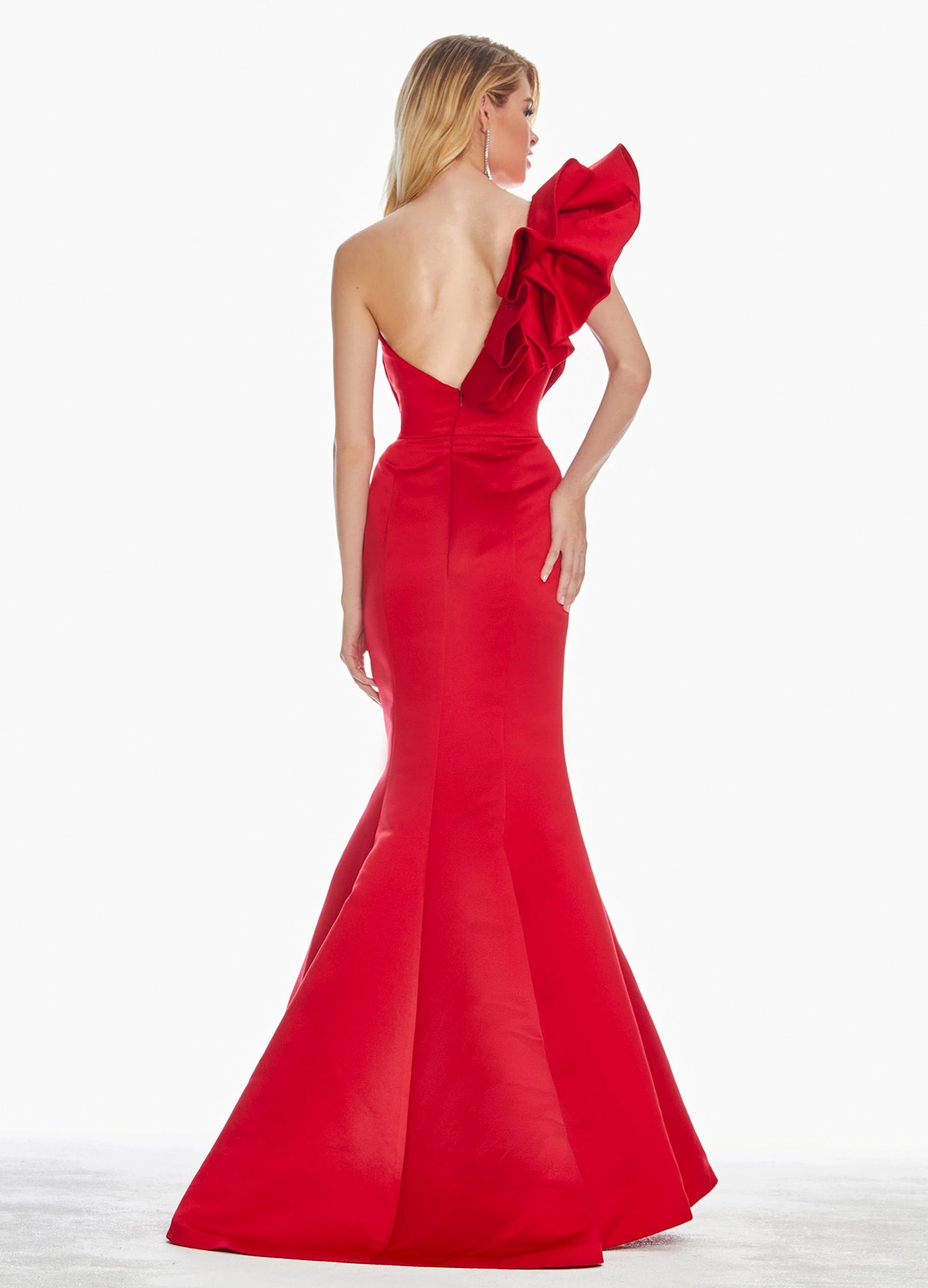 Striking Satin Mermaid One-Shoulder Sleeveless Zipper Back Floor-Length Evening Dresses