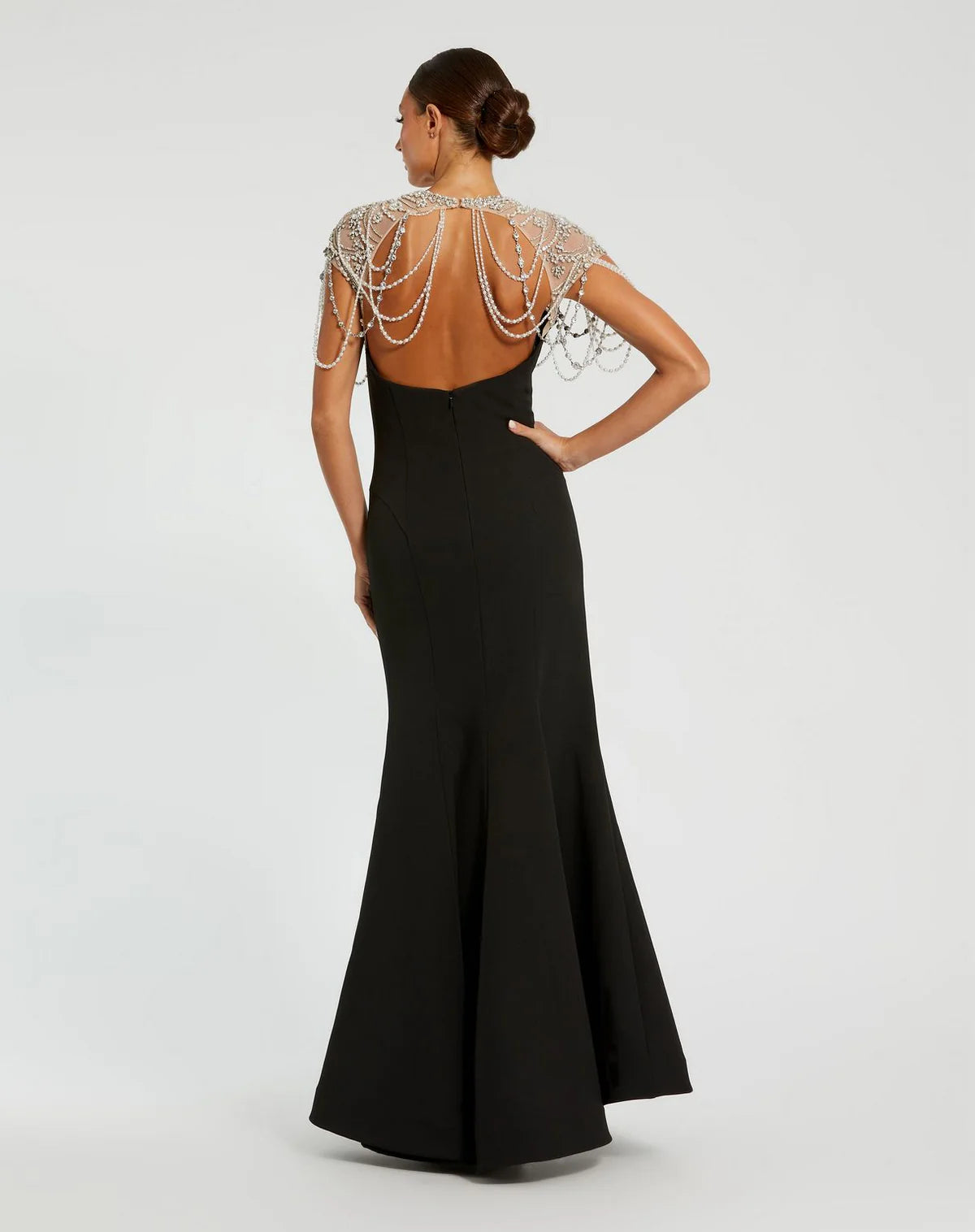 Stunning satin mermaid V neck sleeveless lace up back floor length evening dress with ruched waist
