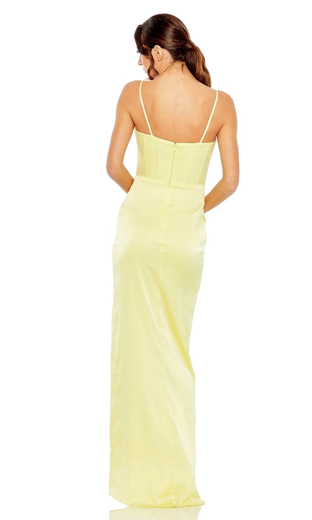 Sweetheart collar sleeveless off shoulder thin shoulder strap with side slit and floor length evening dress