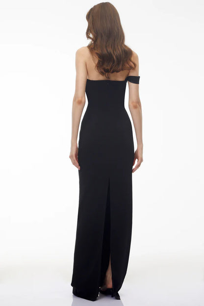 Two-Tone Off The Shoulder Mermaid Floor Length Evening Dress with Scalloped Neckline