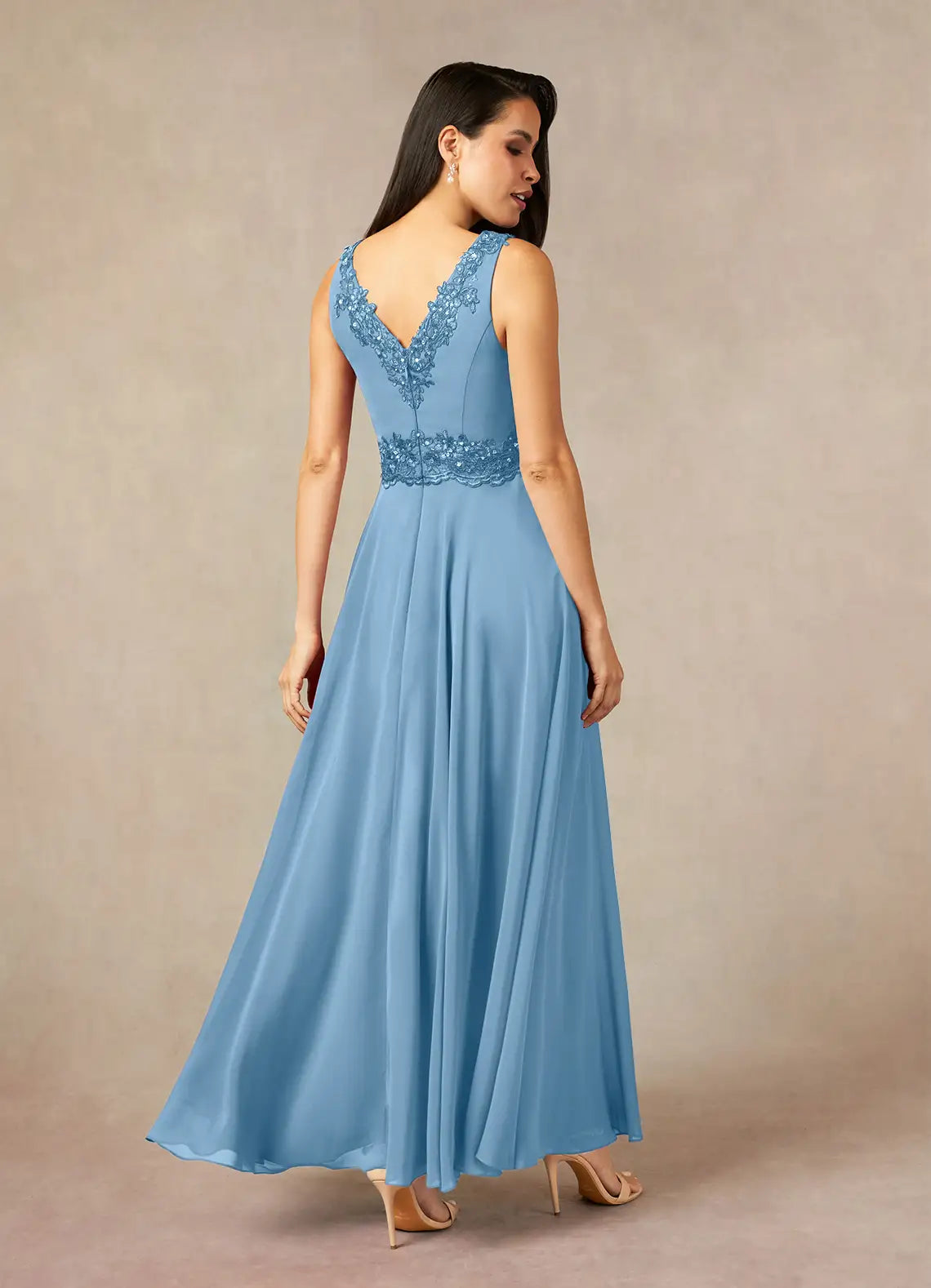 Versatile Chiffon A-Line V-Neck Sleeveless Maxi Mother of the Bride Dress