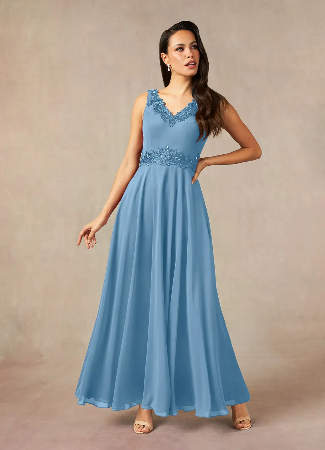 Versatile Chiffon A-Line V-Neck Sleeveless Maxi Mother of the Bride Dress