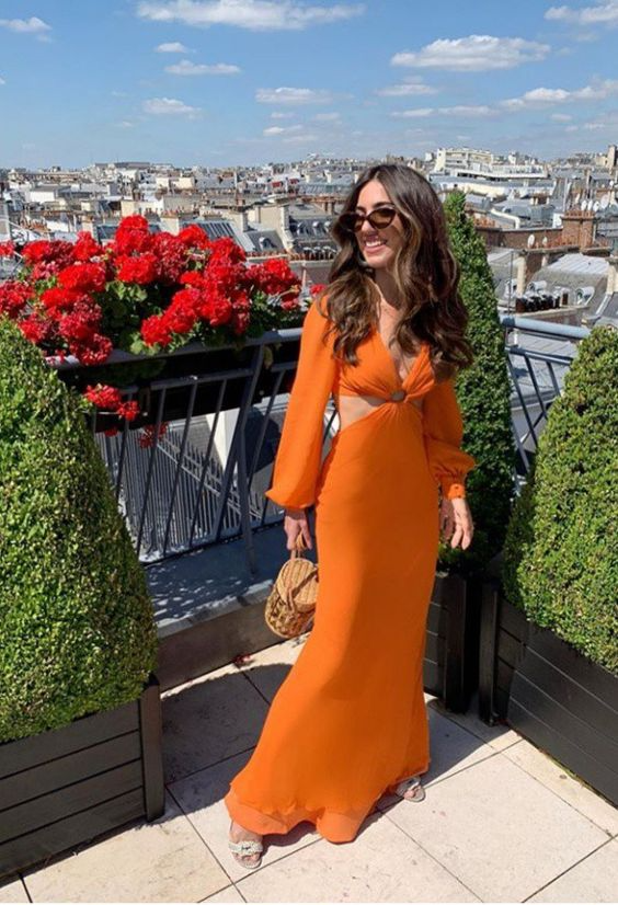 Vibrant A-Line V Neck Long Sleeve Open Waist Open Back Floor Length Prom Dress