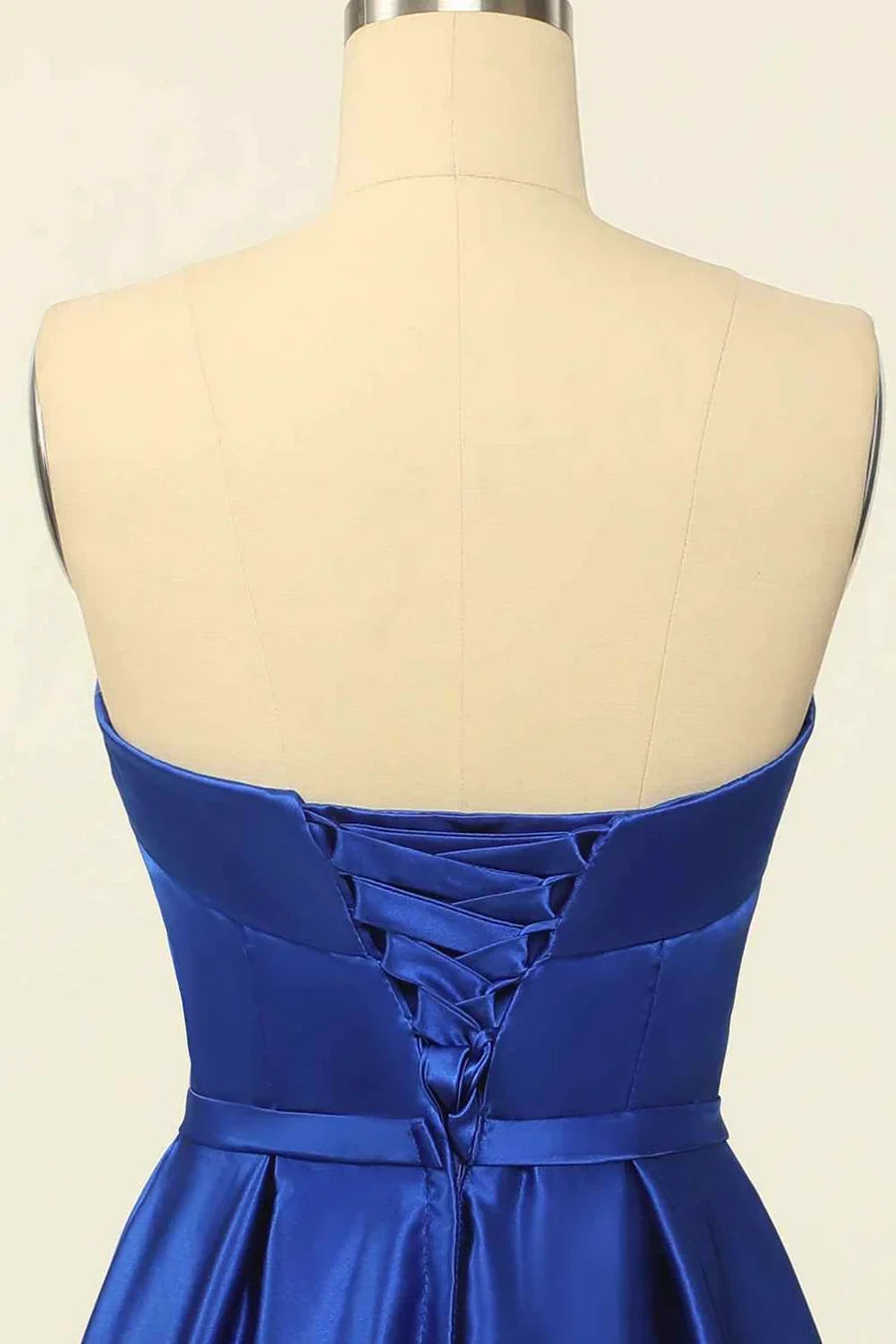 Vibrant Satin A-Line Strapless Sleeveless Lace-Up Back Tea-Length Homecoming Dresses