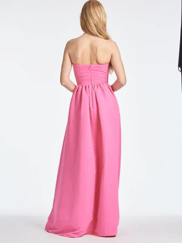 Vibrant Satin A-Line Strapless Sweetheart Sleeveless Zipper Back Floor-Length Homecoming Dresses
