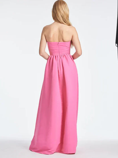Vibrant Satin A-Line Strapless Sweetheart Sleeveless Zipper Back Floor-Length Homecoming Dresses